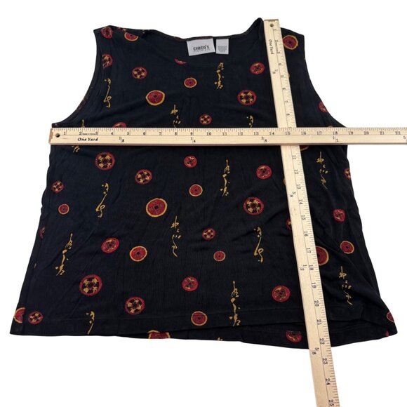 Chico's Travelers Vintage Sleeveless Top Black Red chico sz 3 XL - Picture 2 of 4